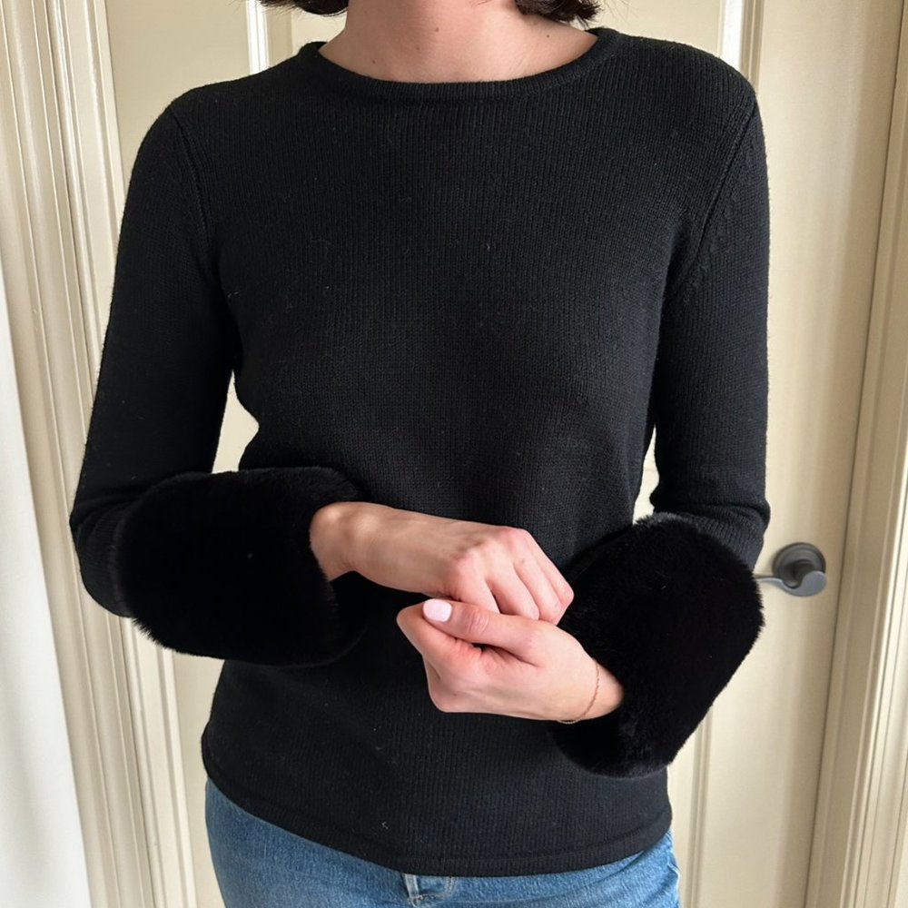 J. McLaughlin Fur-Trimmed Sweater